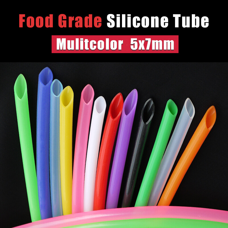 Mulitcolor Food Grade Silicone Tube Flexible Rubber Pipe Water Soft Hose 5x7mm