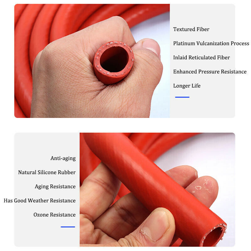 Red/Blue Silicone Braided Hose Tube Reinforced for Water Oil Fuel High Temp 300℃