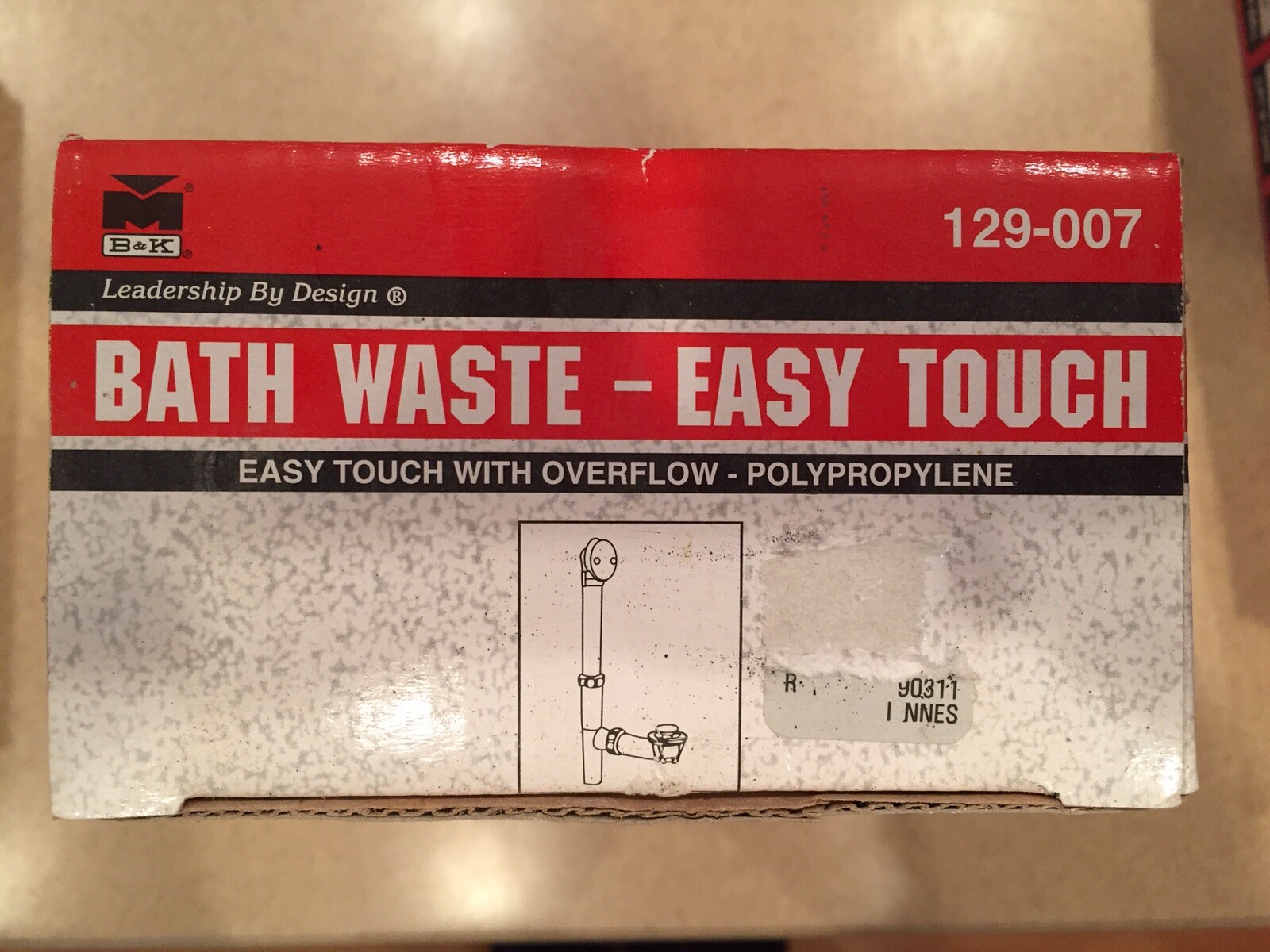 B & K Industries Bath Waste – Easy Touch No 128-007 Polypropylene, Chrome.