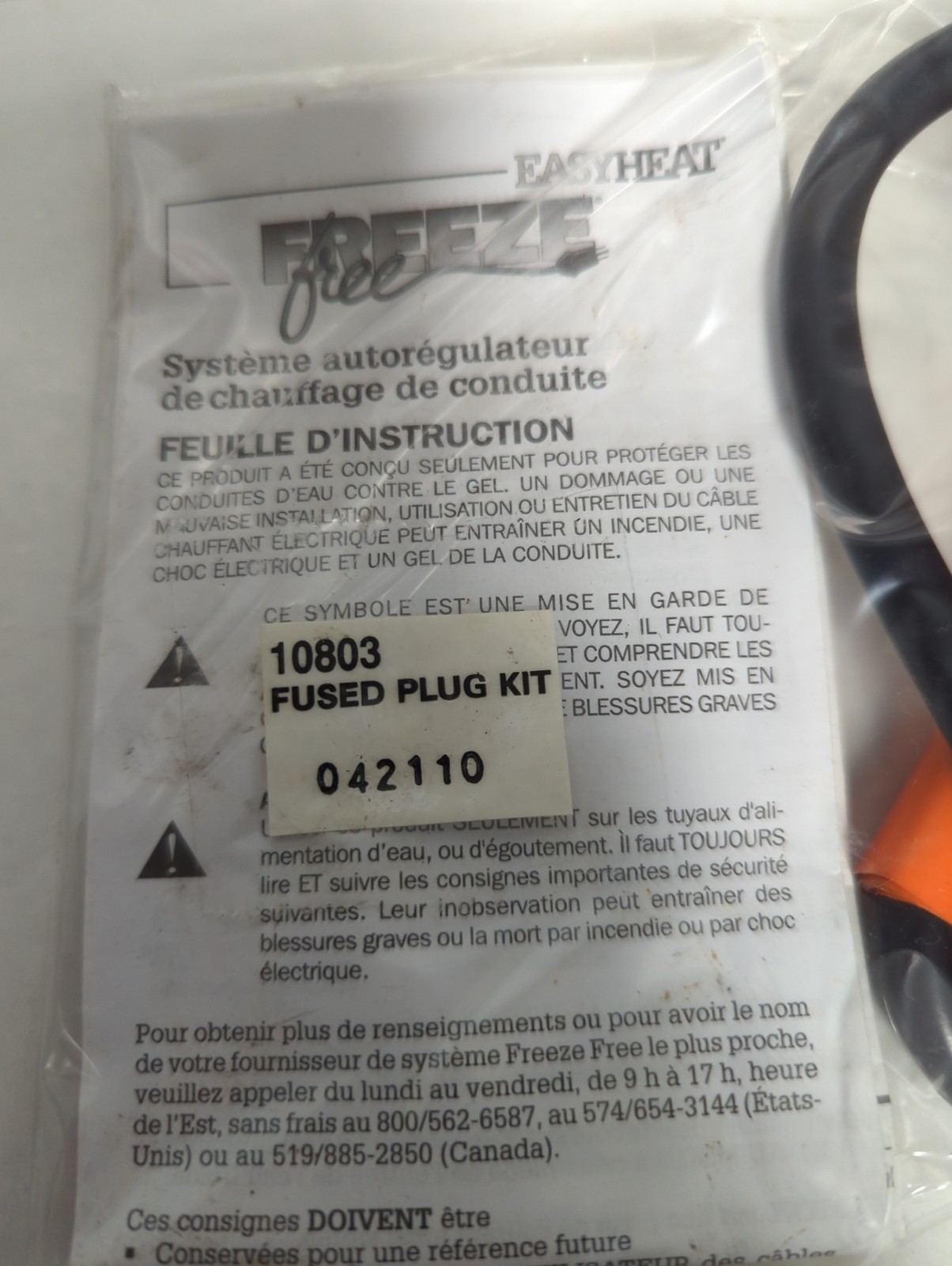 EASY HEAT,042110,FREEZE FREE FUSED PLUG KIT NOS