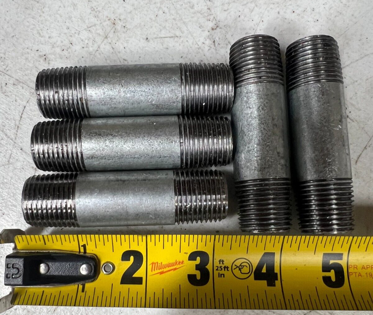 Lot of 5) 1/2″ x 3″ GAV Pipe Nipple Schedule 40 Galvanized Steel Male Both Ends
