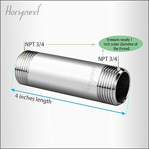 stainless steel 304 pipe nipple npt 3/4 male threaded NPT 3/4 – 4 inch length