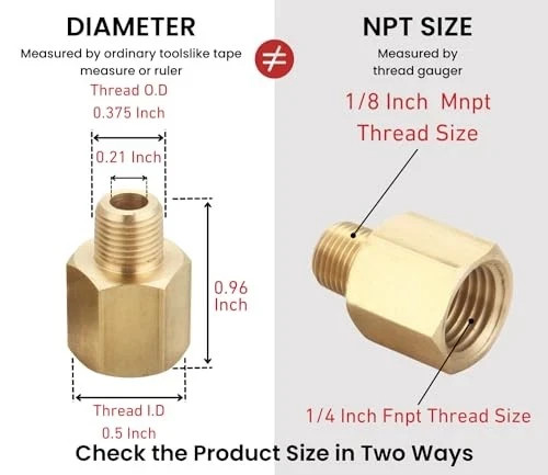 1/4 Inch Female to 1/8 Inch 1/8 Inch NPT Male x 1/4 Inch NPT Female 2 Piece