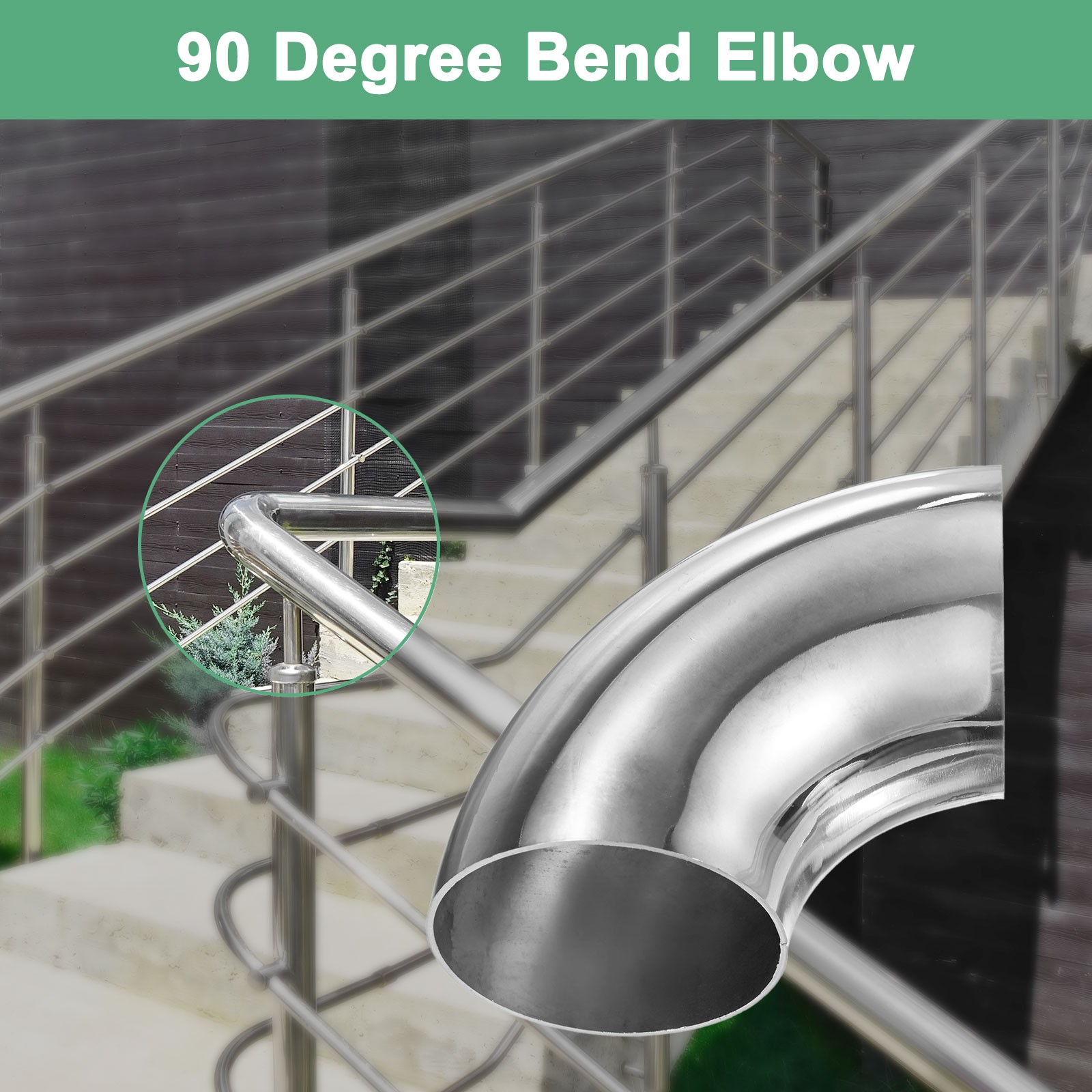 OD 3.5 Inch 90 Degree Mandrel Bend Elbow, Thicken 2 mm Height 140 mm