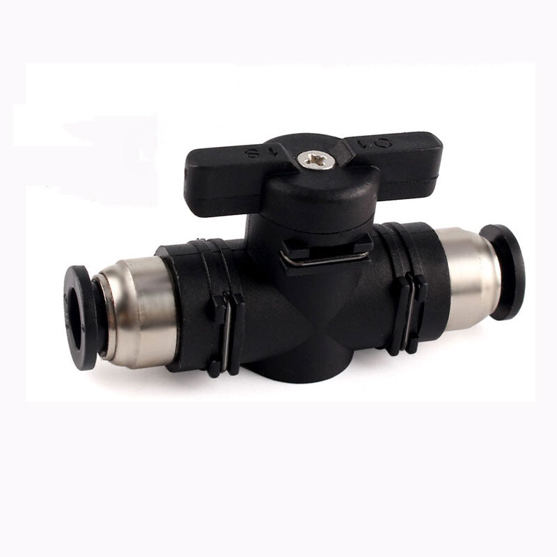 4-12mm Push Fit Ball Valve Shutoff Valves Pneumatic Fitting Straight Black White