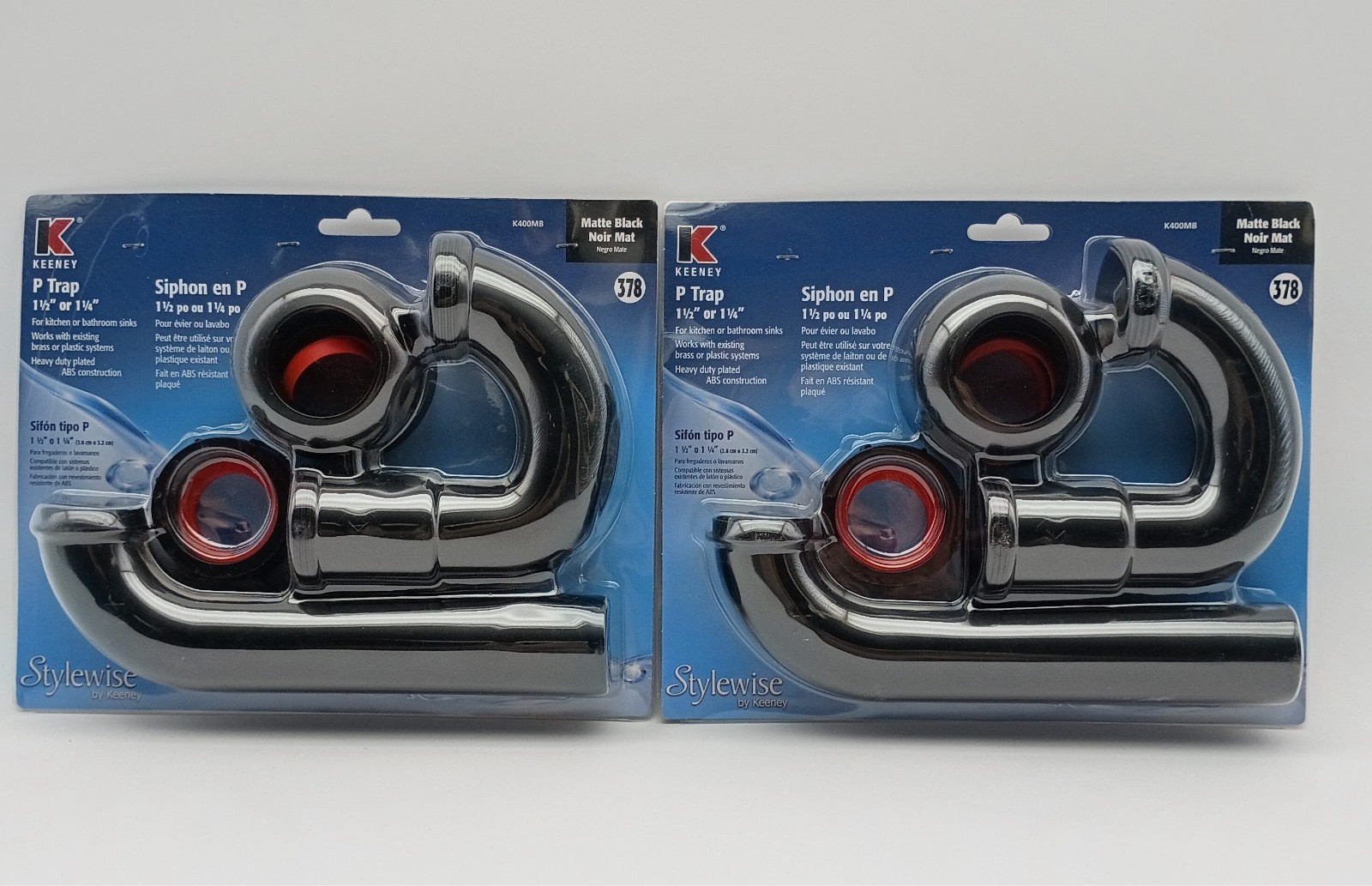 Lot of 2 Keeney K400MB, 1 – 1/2 or 1- 1/4 Matte Black, ABS, P Trap