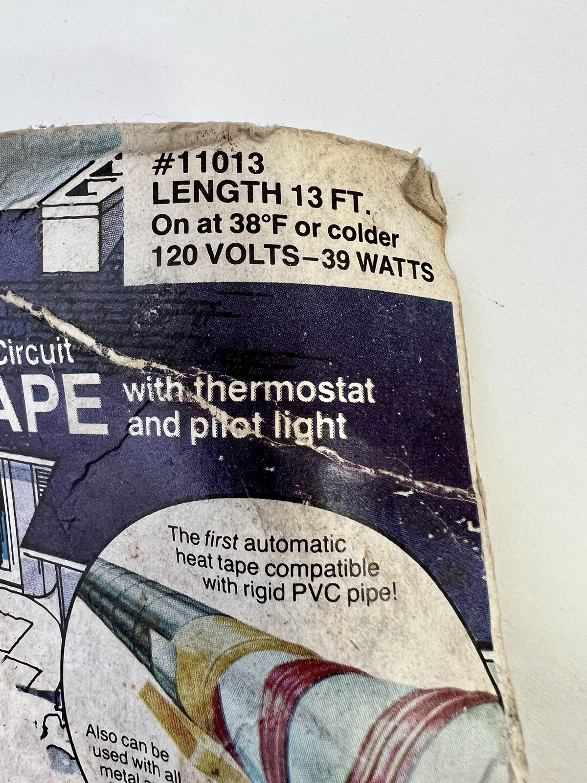 WRAP-ON 11013 Solid Circuit Heat Tape 13’ 120V 39 watts Thermostat premium NOS