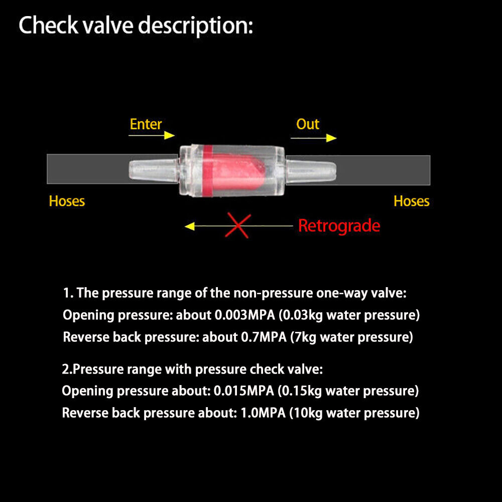 3mm to 12mm Plastic Check Valve One Way Non-return Valve Oil Gas Water Air