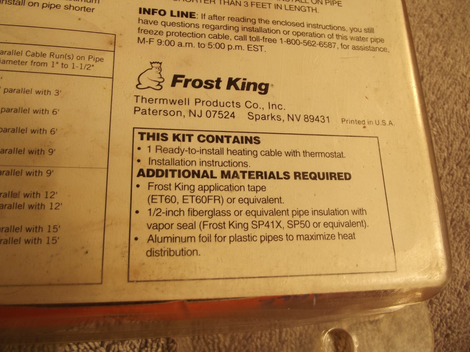Frost King HC-12 Electric 120V 12 ft. Water Pipe Heat Cable