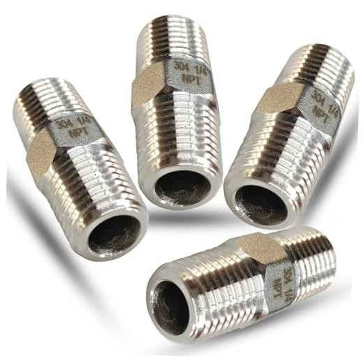 1/4″ NPT Male Hex Nipple Pipe Fittings, 304 Stainless Steel 1/4 1/4″ male, 4pcs