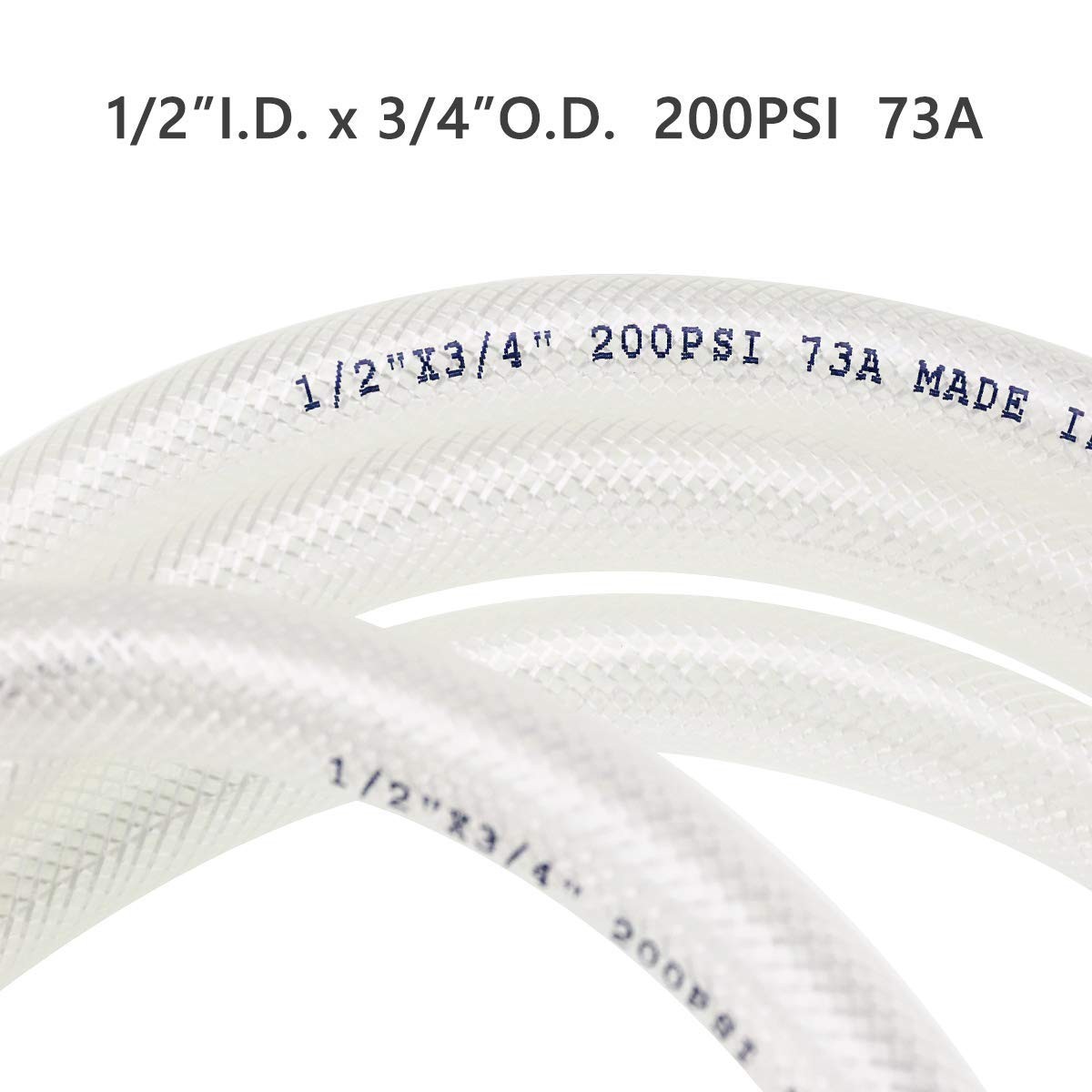 1/2″ Id X 3/4″ Od – 10 Ft High Pressure Braided Clear Pvc Vinyl Tubing