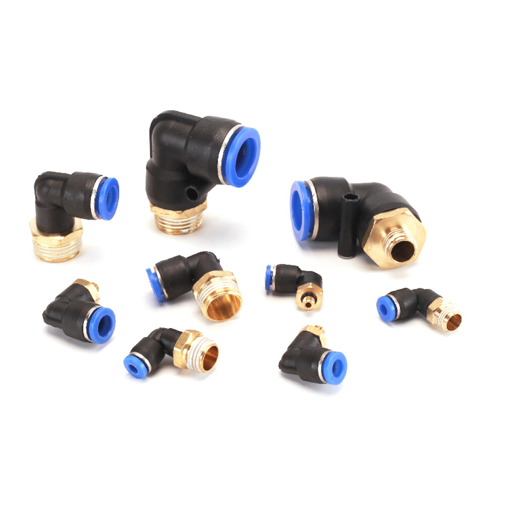 PL Pneumatic Trachea Quick Plug Plastic Connectors Threaded Elbow adapter 4-16mm