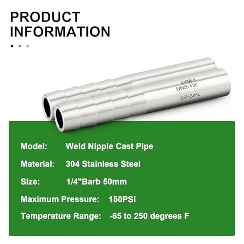 PCS 304 Stainless Steel Pipe Fittings, 1/4″ Barb” Length 1/4″ Barb(2″ Length) 2