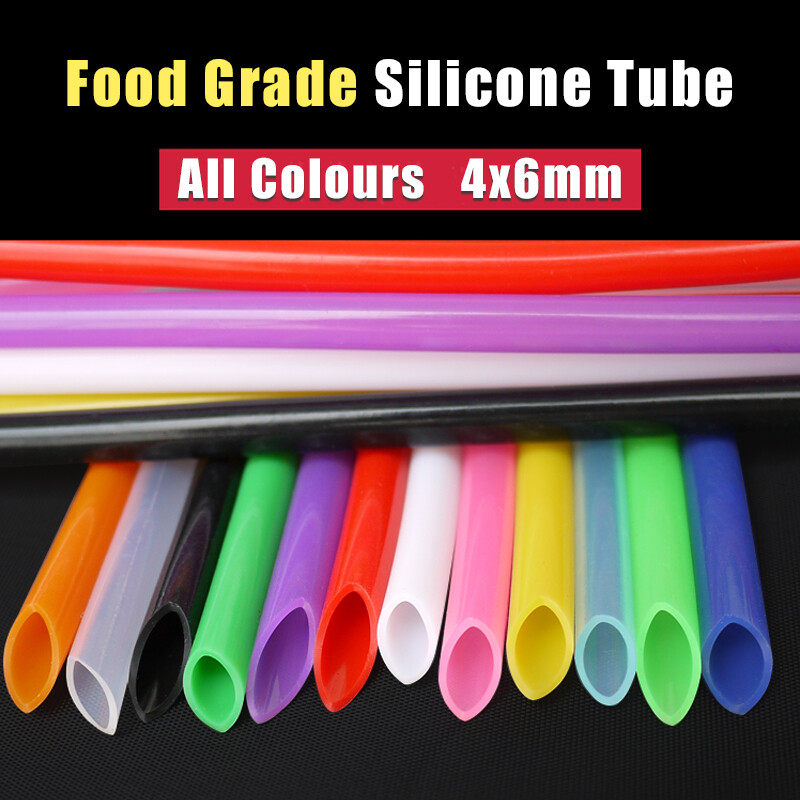 Silicone Tube Food Grade Vacuum Pipe Water Milk Beer Soft Hose All Colours 4x6mm