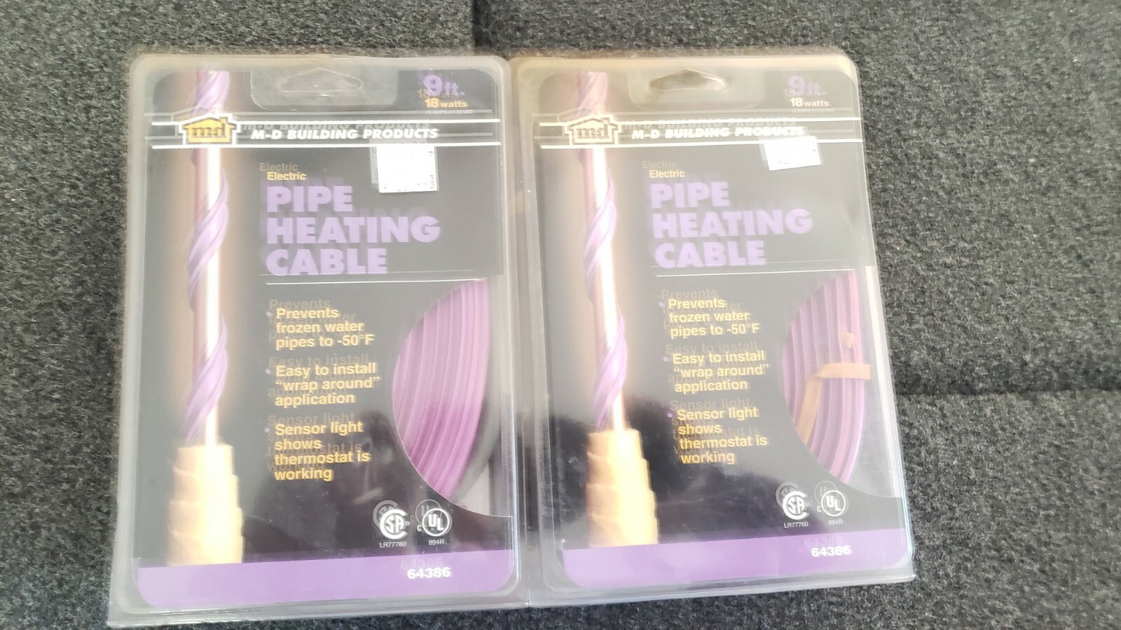 New (2) Pack WRAP-ON 64386 PIPE HEATING CABLE 9-FT 18 WATTS To -50° F New