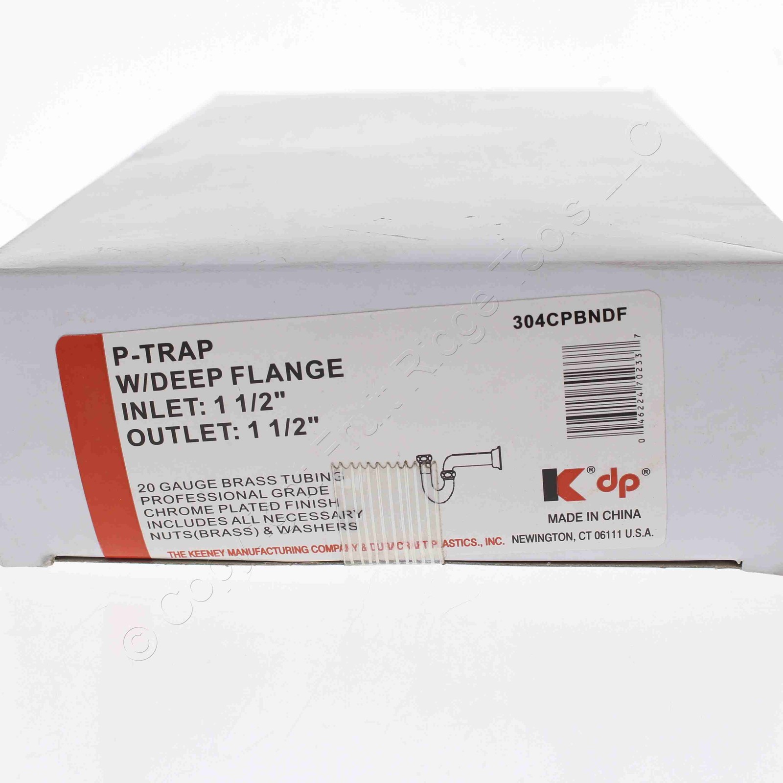 Keeney P-Trap 304CPBNDF Deep Flange 1.5″x1.5″ Inlet/Outlet Chrome Plated 20ga