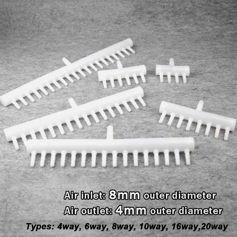 Air Line Splitter Manifold for Aquarium Fish Tank Pond Air Pump, 8mm to 4mm