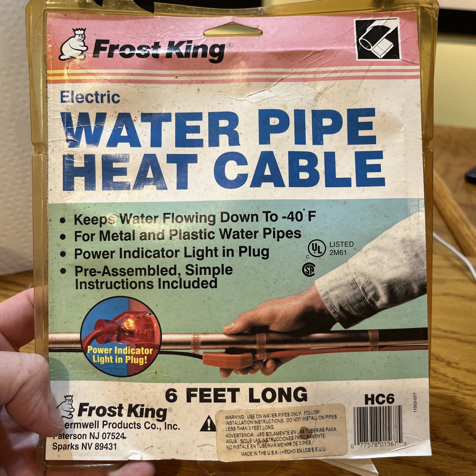 Frost King Electric Water Pipe Heat Cable 6Ft HC6