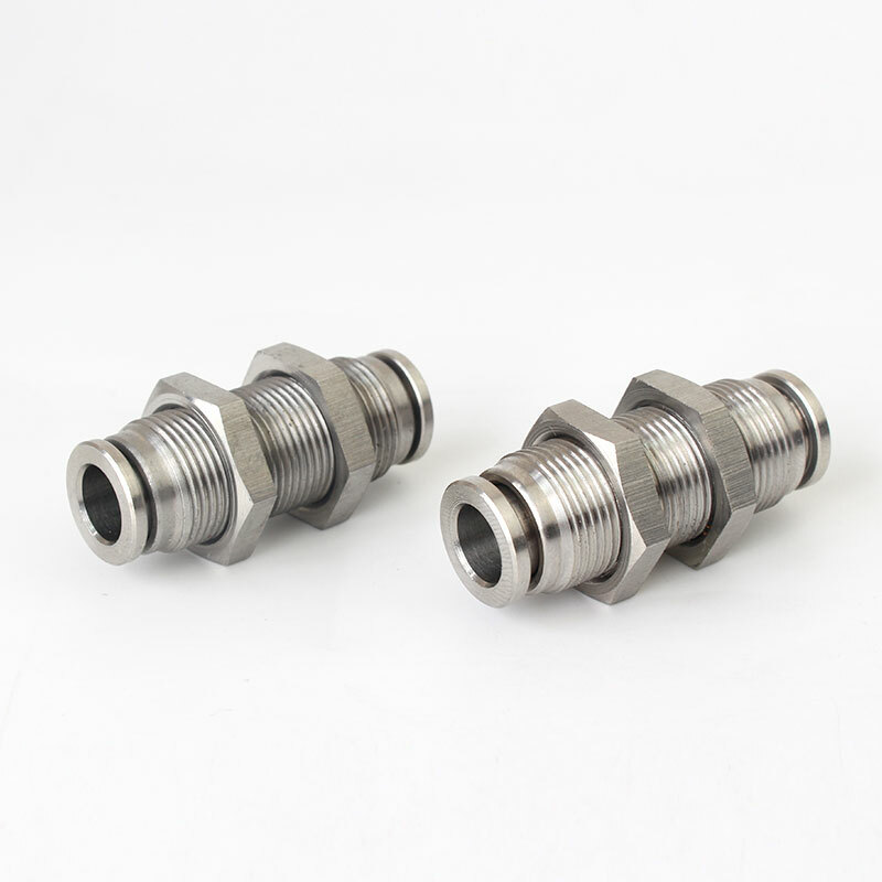 Nickel Plated / Stainless Steel Pneumatic PM Bulkhead Connector Push-in Fitting