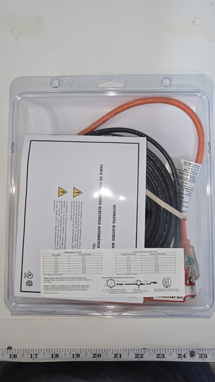Frost King Electric Water Pipe Heat Cable 21-25ft HC24