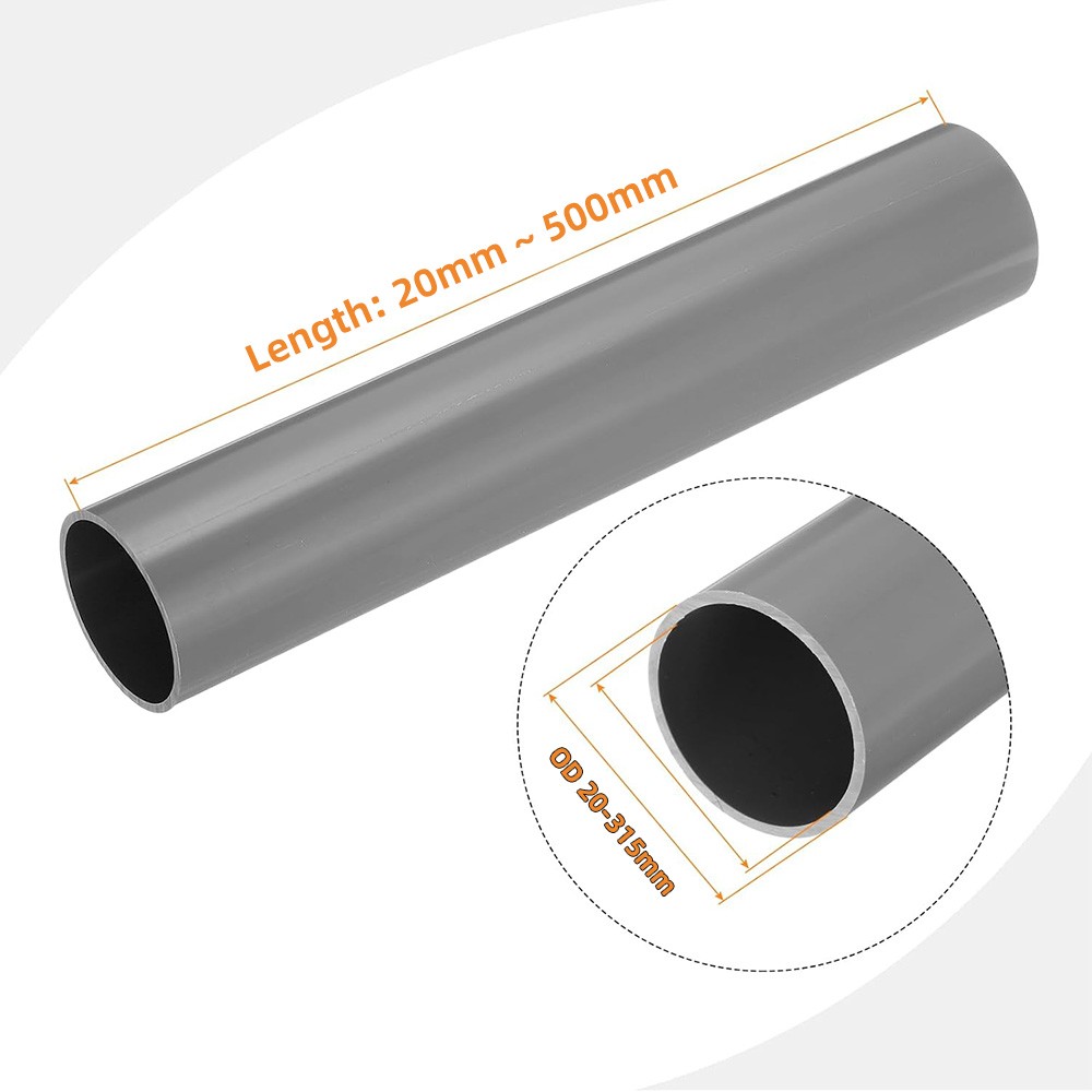 20-315mm Grey PVC Round Tube / Pipe Solvent Weld Length 2cm 5cm 8cm 10cm ~ 50cm