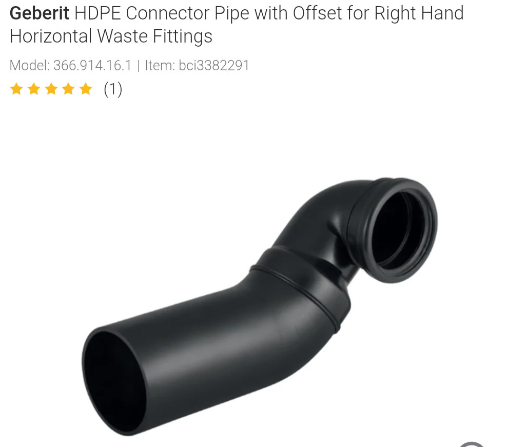 Geberit G366914161 HDPE Connector Pipe with Offset for Right Hand Horizontal was