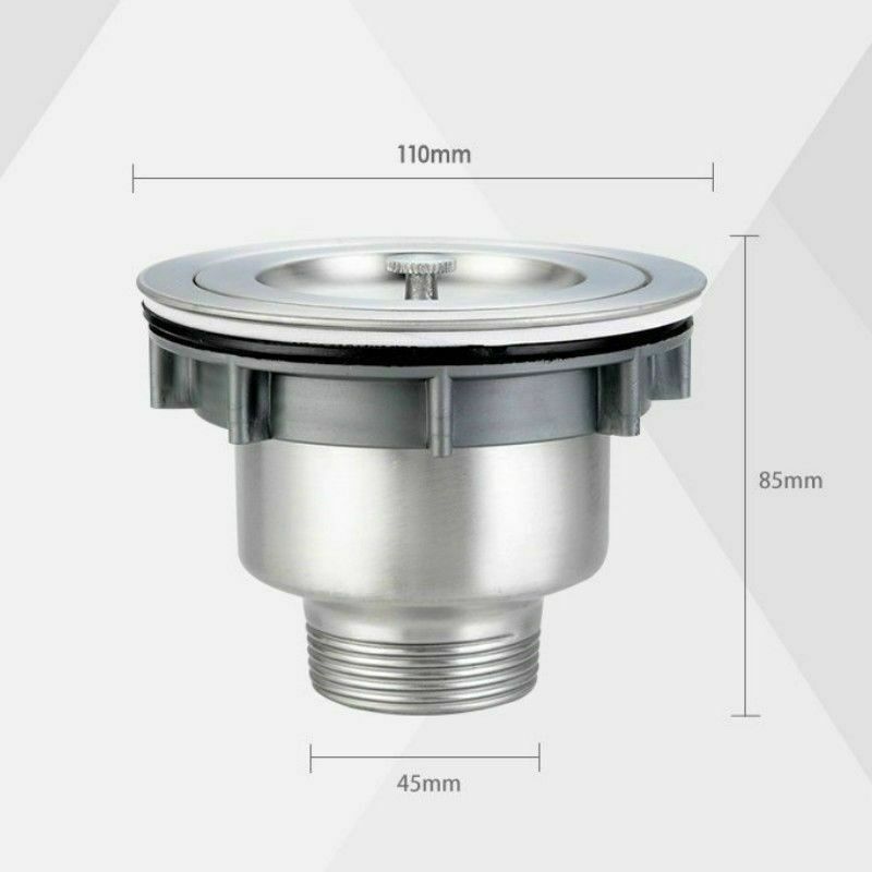 Kitchen Sink Strainer Basket Siphon Trap Pipe Stainless Steel Extension Drain