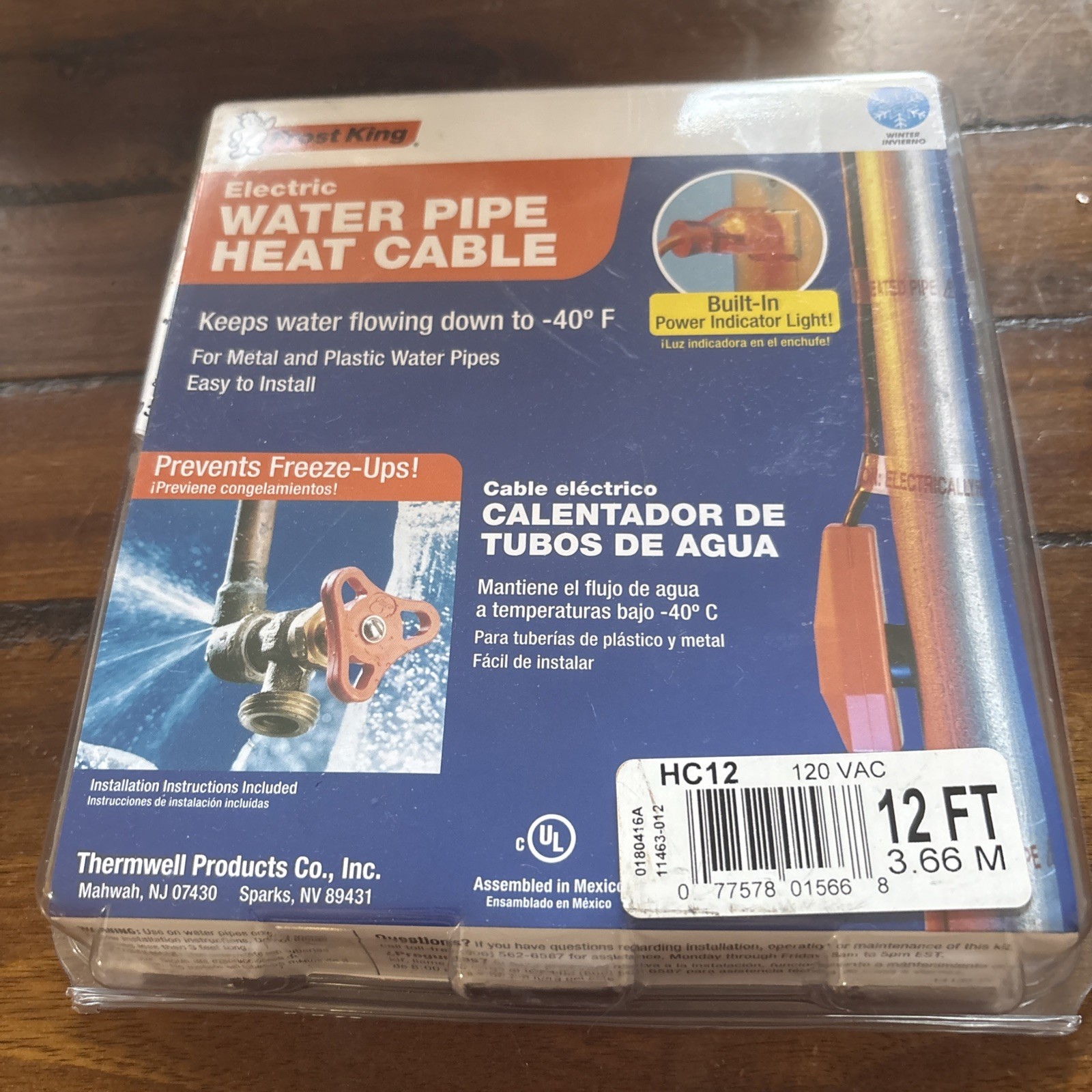 Thermwell Frost King Electric Water Pipe Heat Cable HC12 120VAC 9-13 Feet