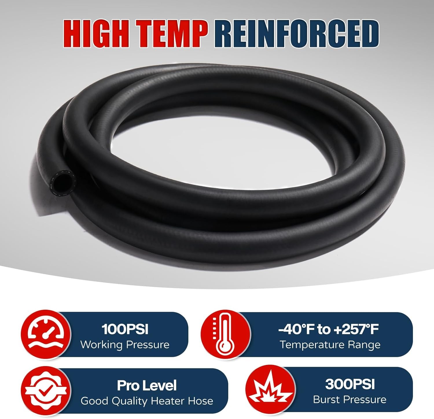 Straight 11FT Length Heater Hose Coolant Radiator with 10 Hose 5/8 inch ID 11FT