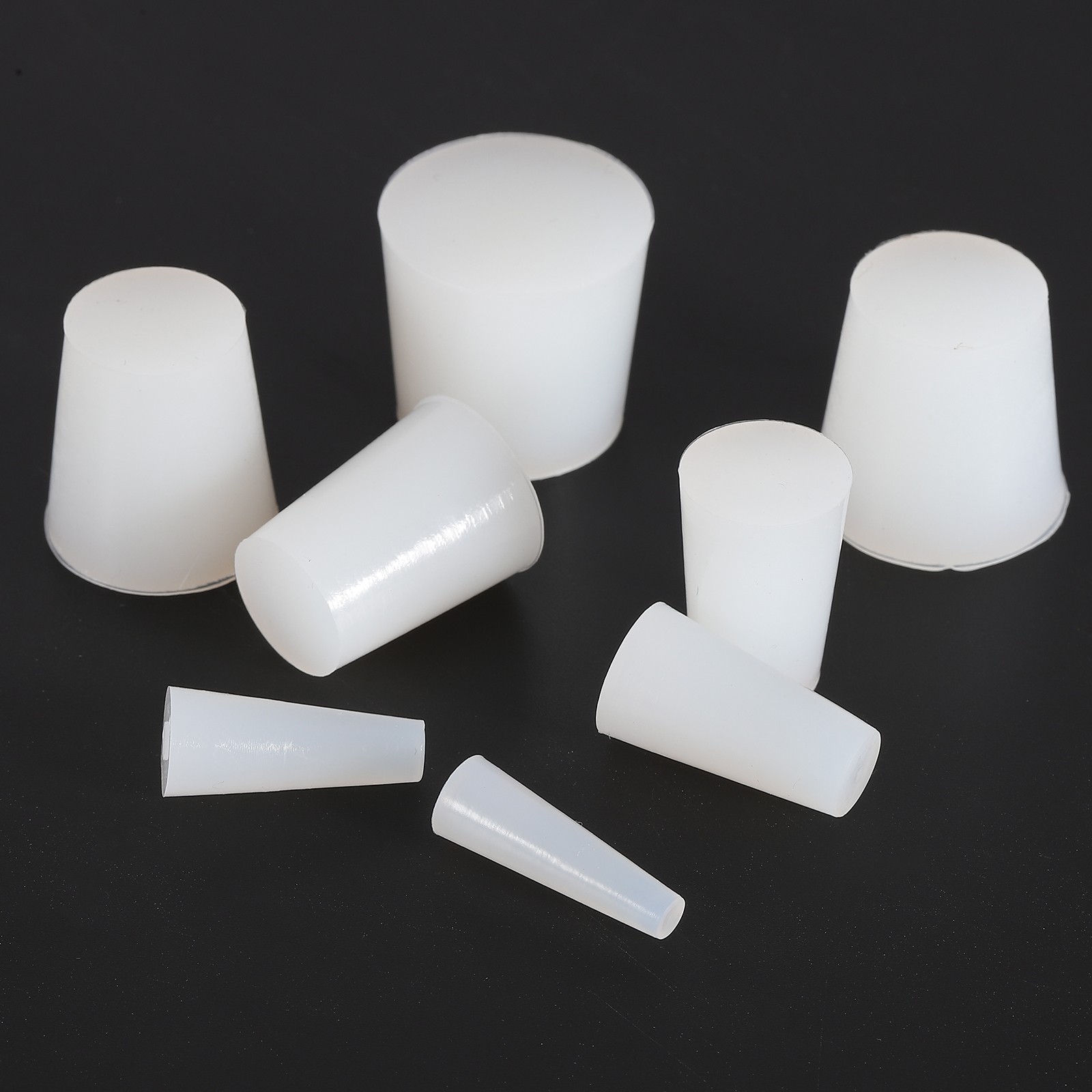 Tapered Shaped Solid Silicon Stopper, 1/2″ Tube Rubber Stoppers, 8 Pcs