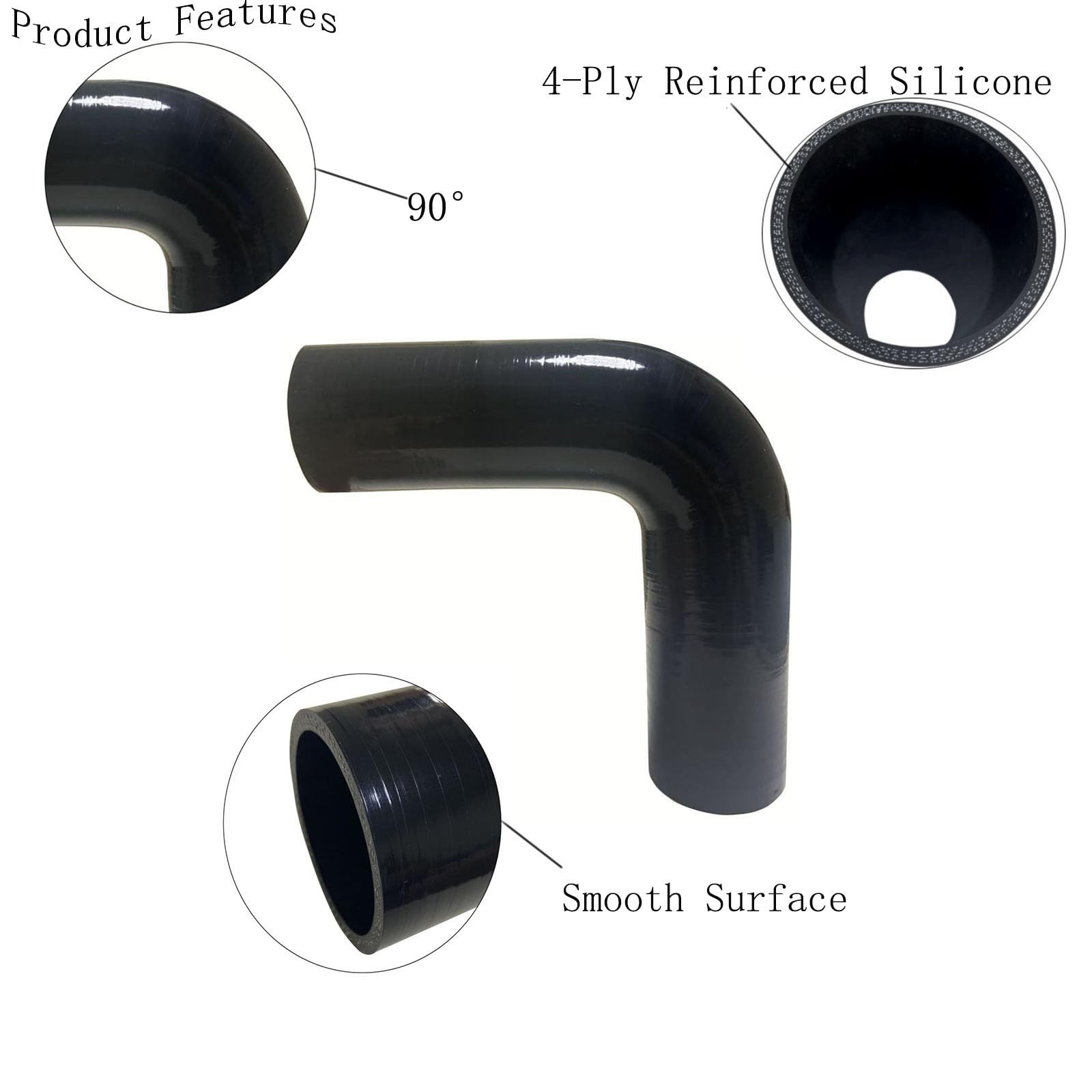 ID 1″ 90 Degree Silicone Hose Elbow Coupler 7″ Leg Length Universal 4-Ply Rei…