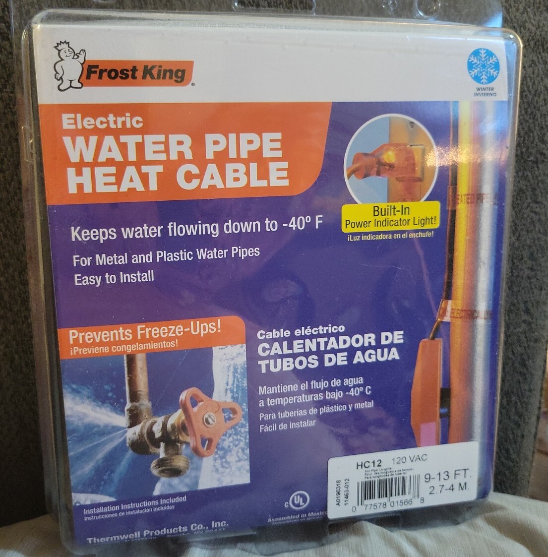 Frost King Electric Water Pipe Heat Cable (9-13 ft./2.7-4 M) HC12