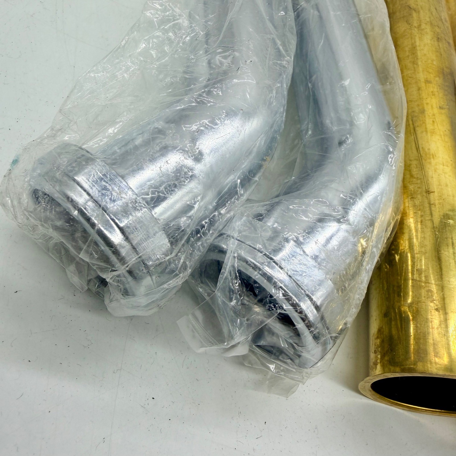 Commercial Brass Plumbing Tube and Chrome Drain Elbow Lot 6 PC Heavy Gauge New