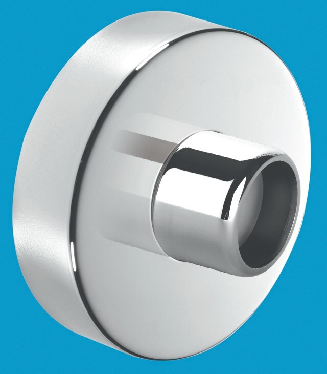 Chrome Waste Pipe 32mm 35mm to Plastic Adaptor Coupling with Chrome Wall Shroud
