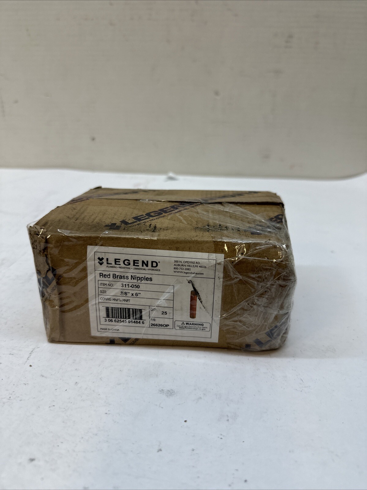 Legend Valve 3/8″ X 6″ BRASS NIPPLE 311-050 25PCS