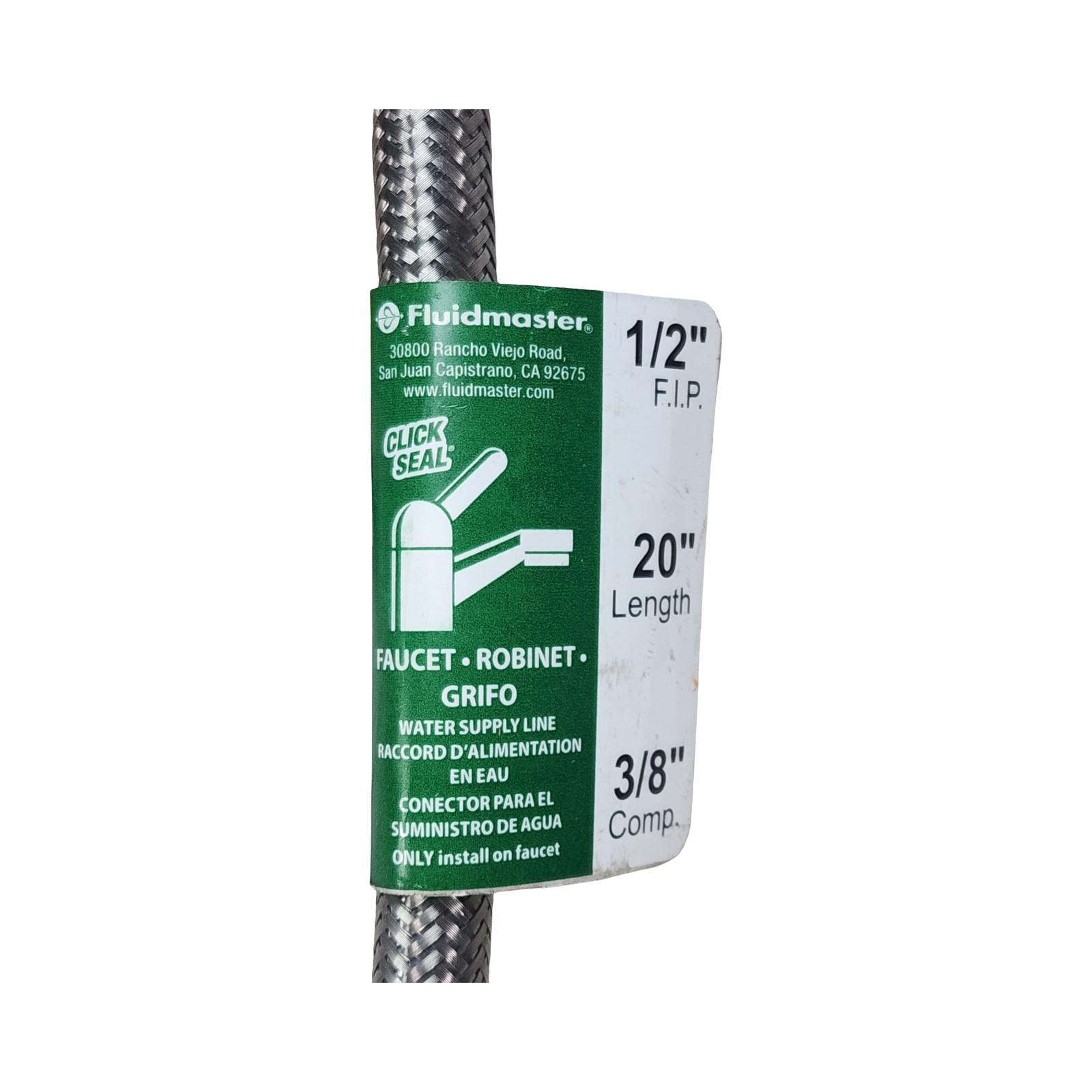 3 Pack Fluidmaster B1F20CSR Click Seal Faucet Water Supply Line 1/2″ FIP x 3/8″