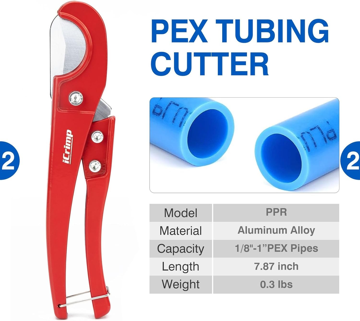 PEX Clamp Tool Kit w/ Rings & Tubing Cutter for 3/8–1″ PEX Cinch & Removal Tool