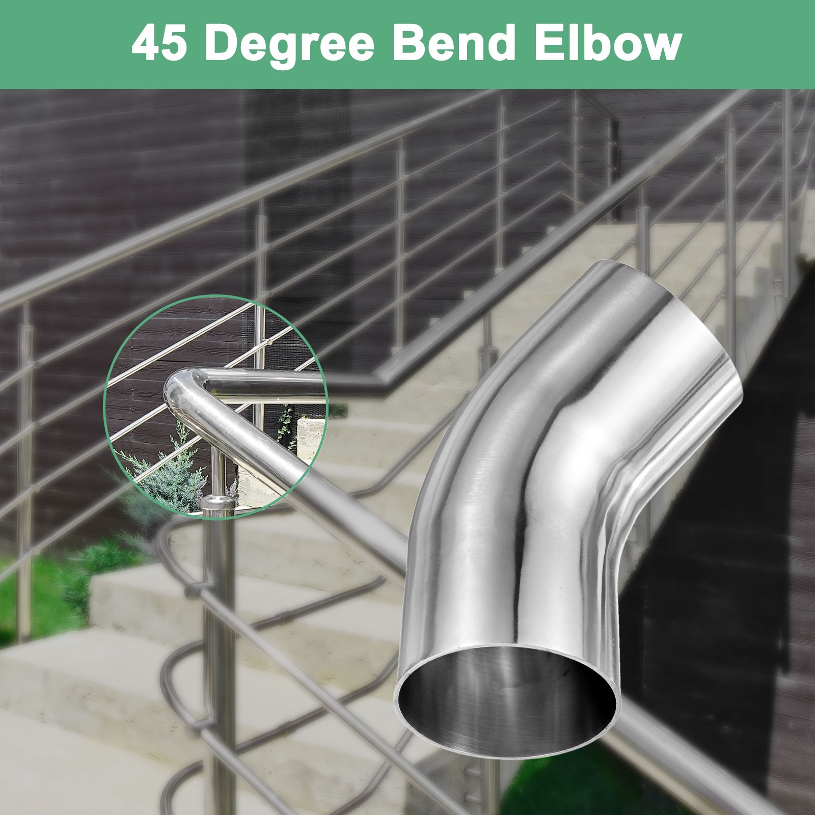 OD 3 Inch 45 Degree Mandrel Bend Elbow, Thicken 2 mm Height 175 mm