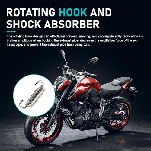 2 PCS Motorcycle Exhaust Springs, Stainless Steel Exhaust Pipe Spring Silver