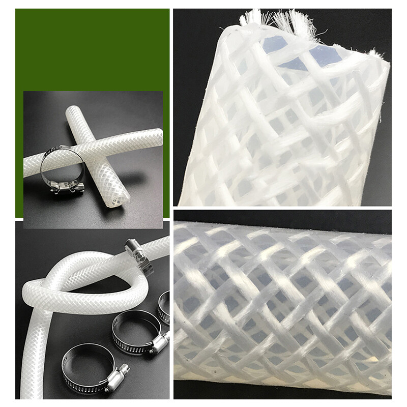 White Silicone Braided Hose Food Grade ID 4mm-12mm Reinforced Tube Tubing Pipe