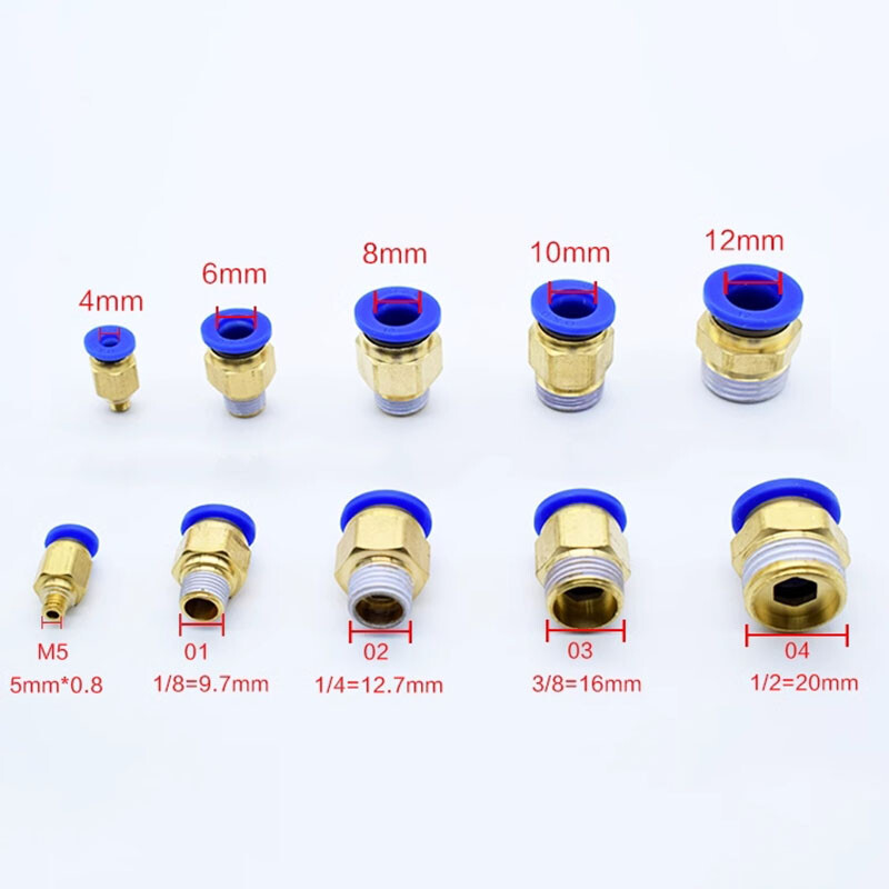 4/6/8/10 – 16mm Male Stud Push In Fit Pneumatic Fittings for Air Water Hose Tube