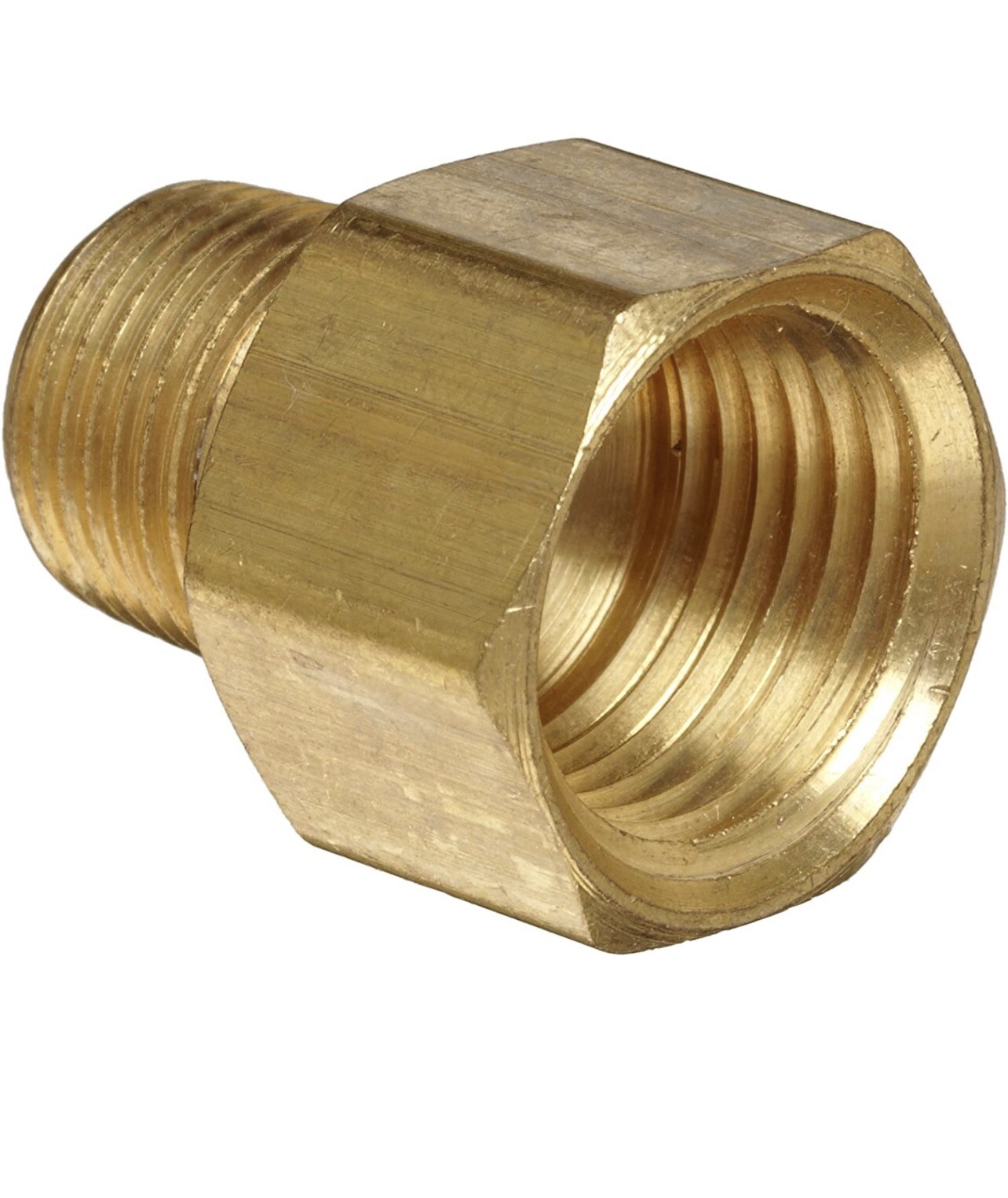 Anderson Metals Brass Pipe Fitting, Adapter, 3/8″ Male Pipe x 1/2″ Female Pipe