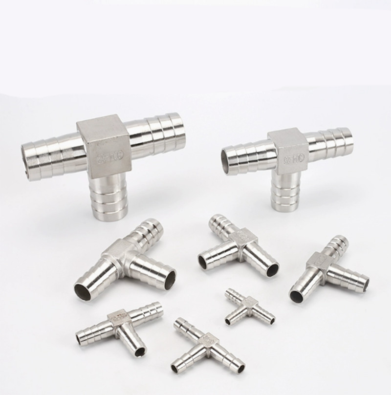 Stainless Steel Fittings Barbed Tail Tee Connector T-Piece Hose Pipe 8mm-32mm