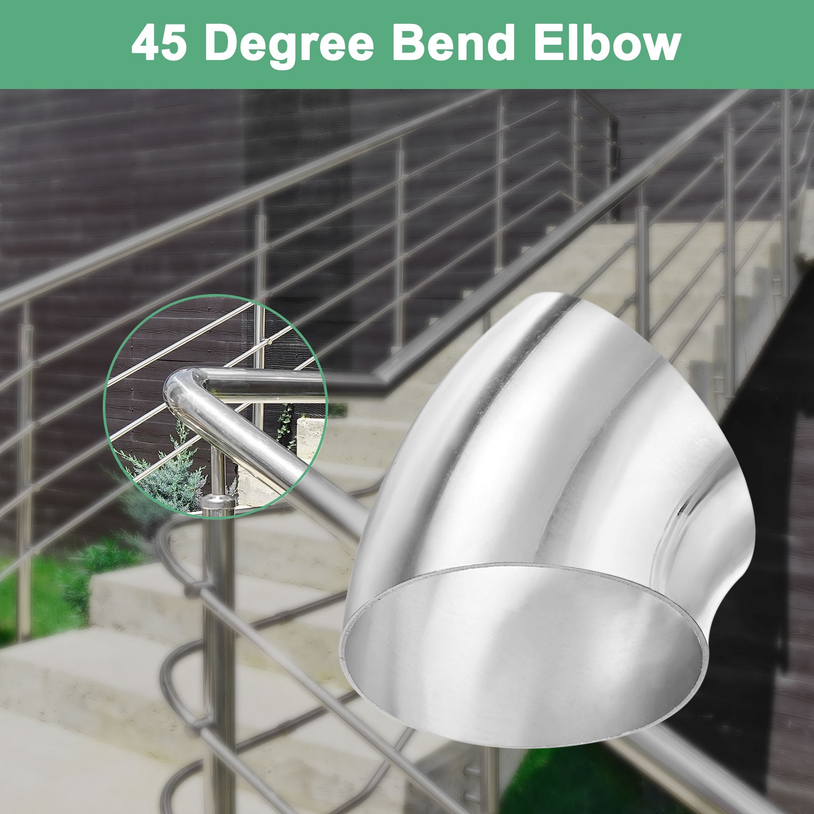 4 Pack OD 2.5 Inch 45 Degree Mandrel Bend Elbow Thicken 1.5 mm Height 65 mm