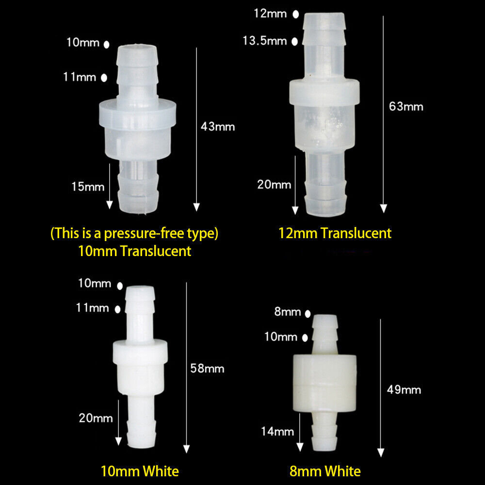 3mm to 12mm Plastic Check Valve One Way Non-return Valve Oil Gas Water Air