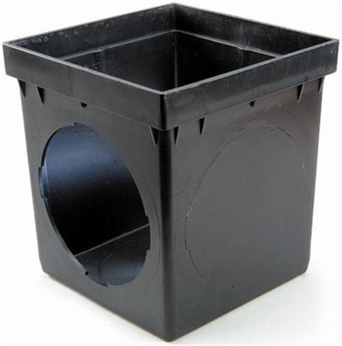 NDS 900 2-Holes Polyethylene Black Square Catch Basin 4 x 9.5 W x 10 Dia. in.