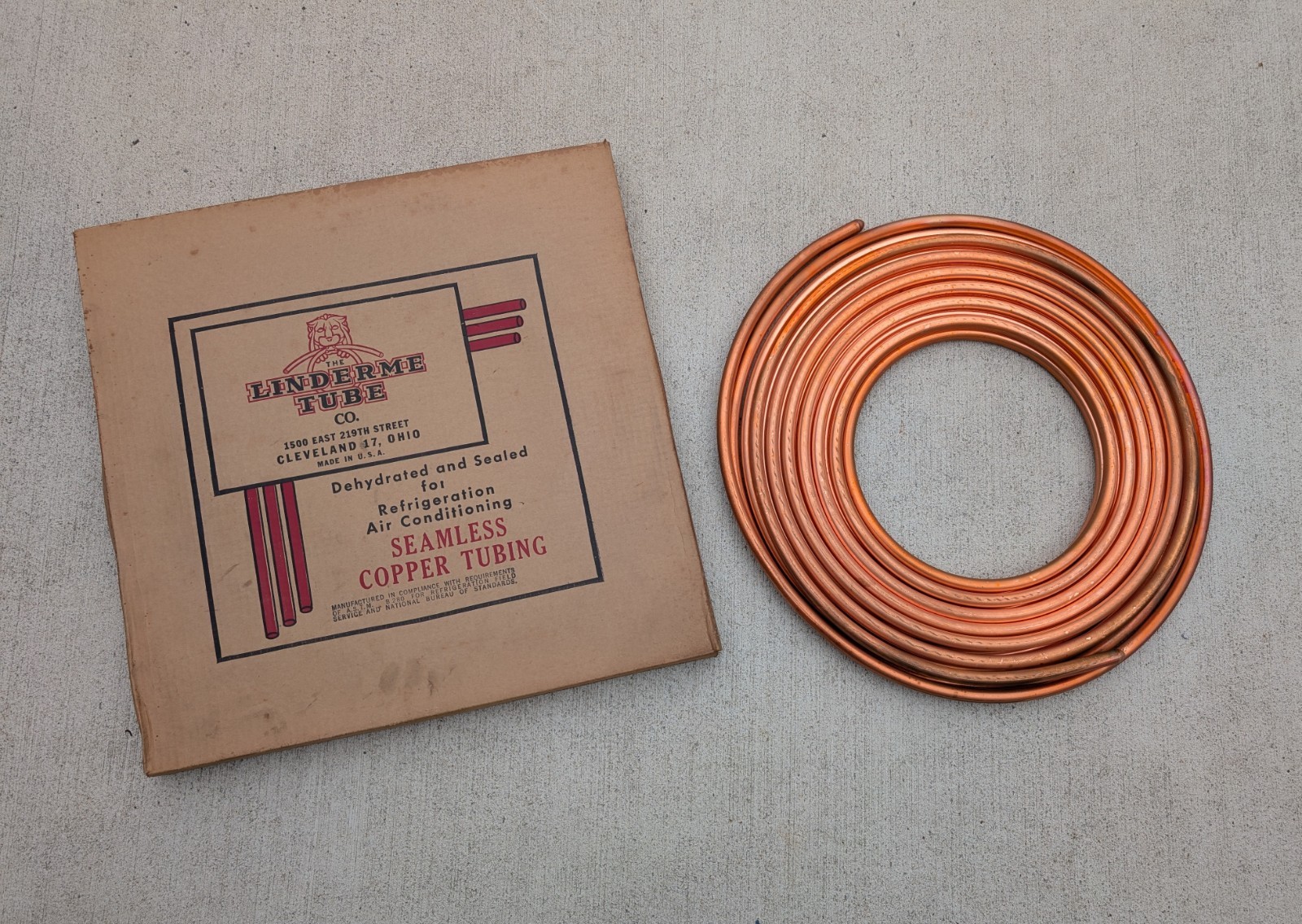 Vintage NOS 50ft Linderme Seamless Coil Copper Tubing AC & Refrigeration 1/2 In