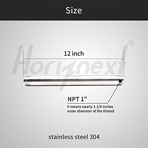 stainless steel 304 pipe nipple npt 1” male threaded NPT 1″ – 12 inch length