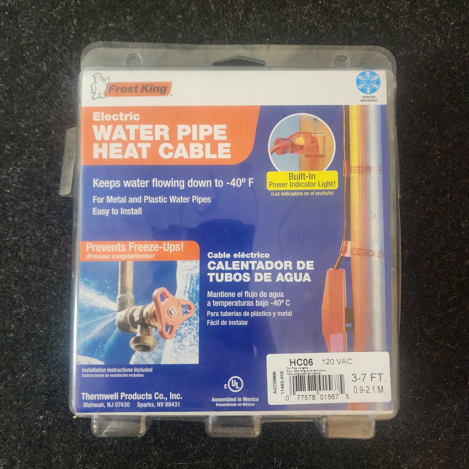 Frost King HC06 Electric Water Pipe Heat Cable 3–7 Ft Open Box 120V