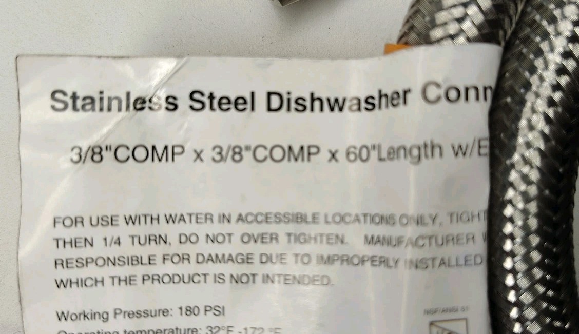 3/8″ Comp x 60″ 5-FT S.S Universal Dishwasher Water Supply Line Connector